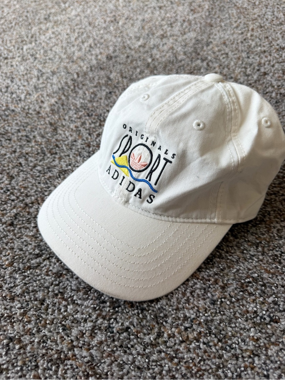 Adidas Originals Sport Vintage Logo Cap White Cream Embroidered Strapback Hat